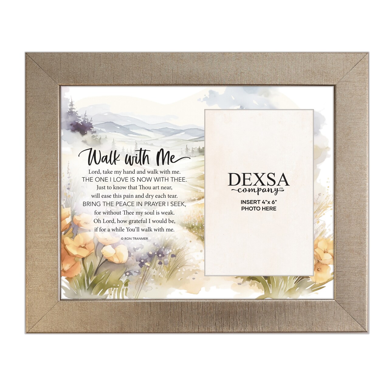 Walk With Me Bereavement Photo Frame Wood Plaque with Easel and Hook Wall Tabletop Art - 10 inches x 12 inches - Hold 4x6 Photo